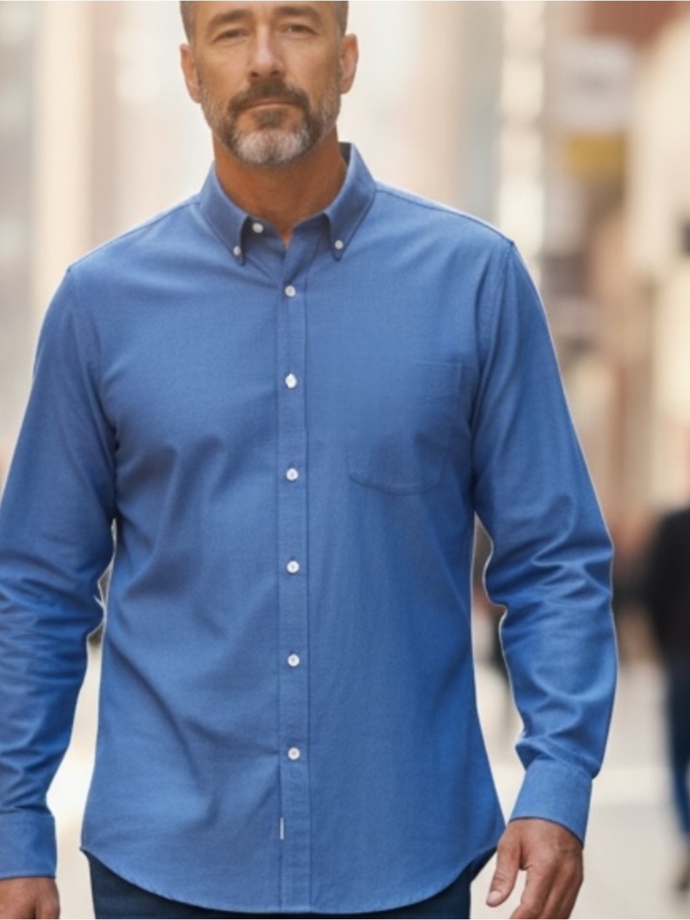Nordstrom Men’s Long Sleeve Button Up Shirt Size 17-34 Blue Wrinkle Free Classic